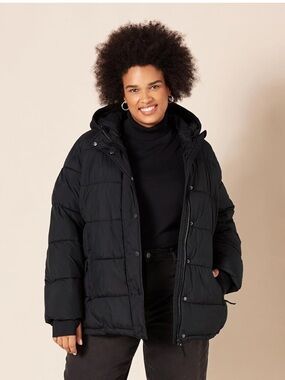 NEW- Amazon Essentials Quilted Long Sleeve Hooded Puffer Coat Jacket